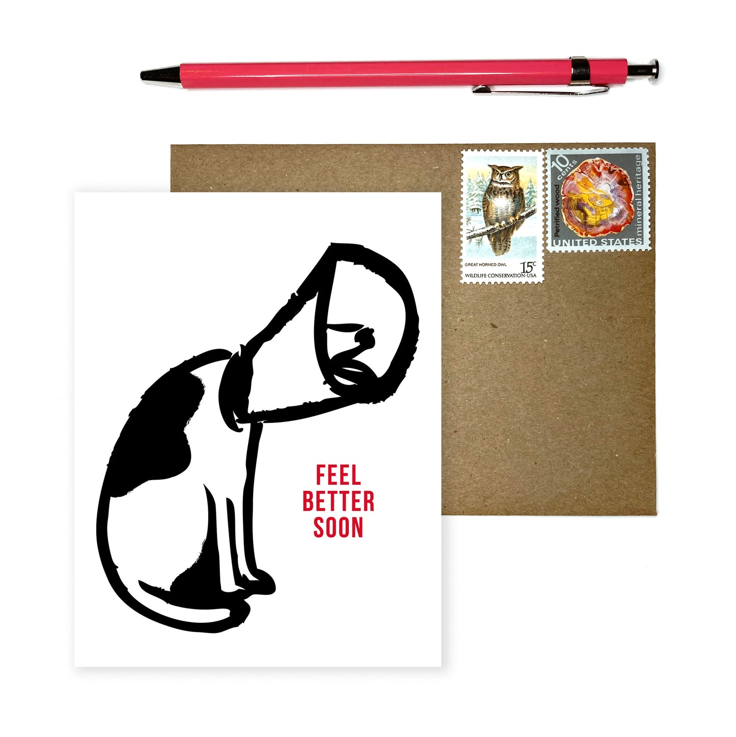 Feel Better Soon -- Dog With a Cone Card