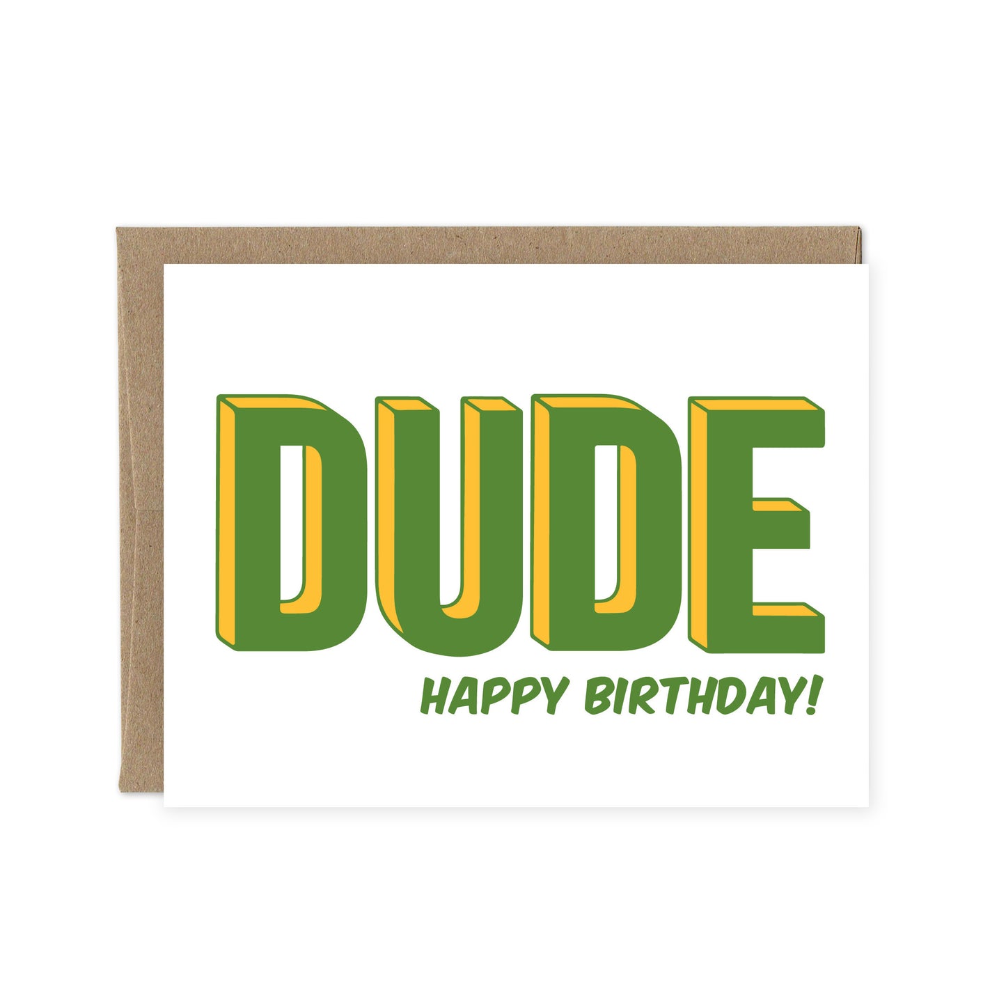 Dude Birthday Card in Green and Yellow