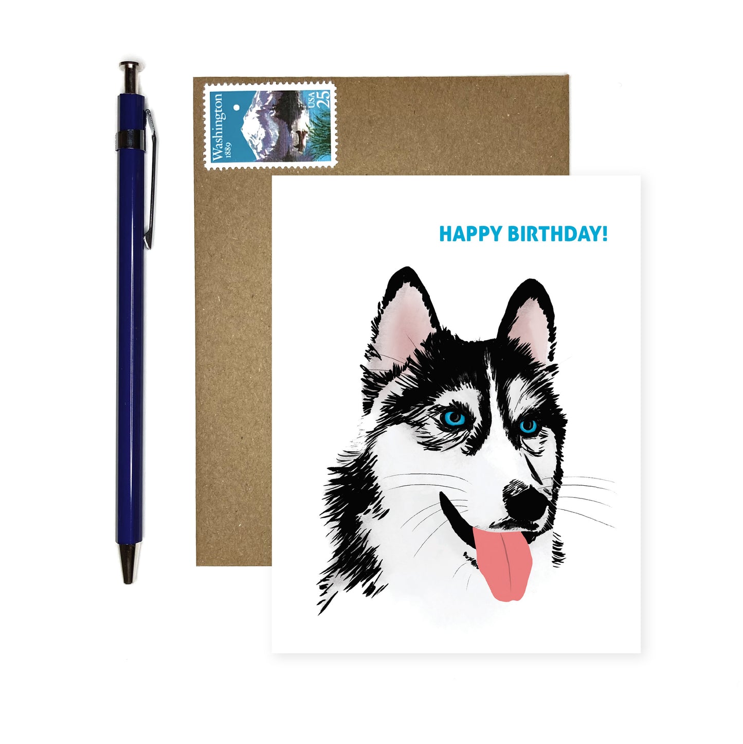 Husky Dog -- Happy Birthday Card