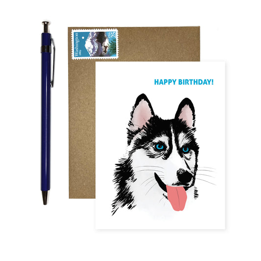 Husky Dog -- Happy Birthday Card
