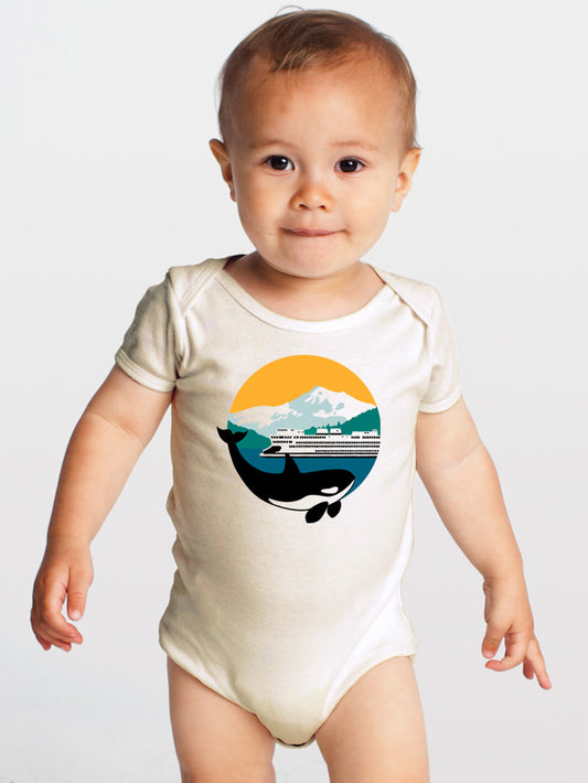 Mountain and Ferry -- Gender Neutral Organic Cotton Baby One-piece