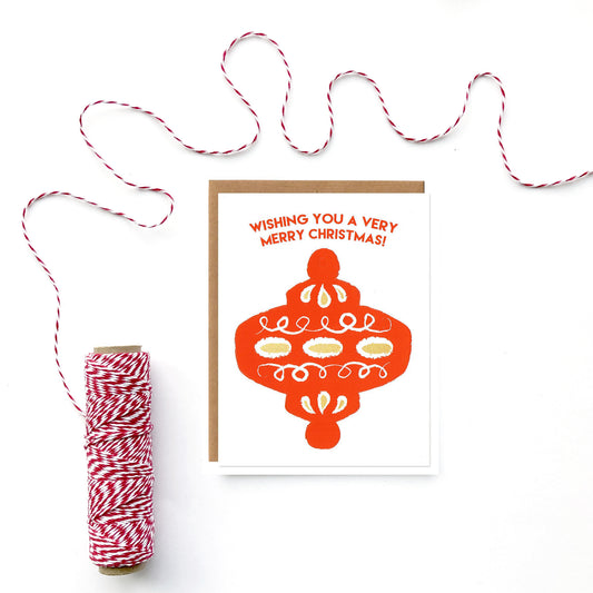 Retro Red Holiday Ornament Cards -- Boxed Set or Singles