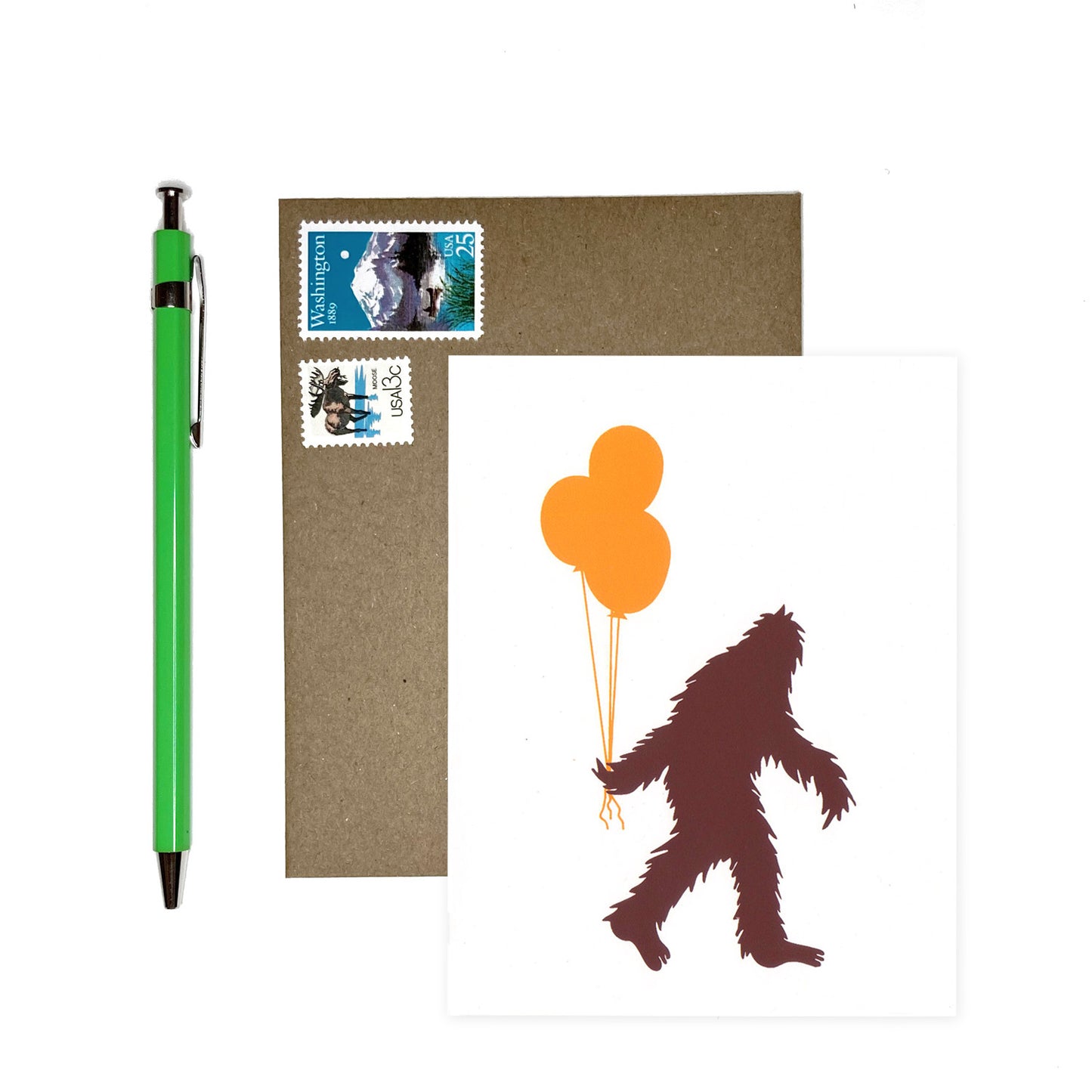 Sasquatch and Balloons -- Fun Birthday Card
