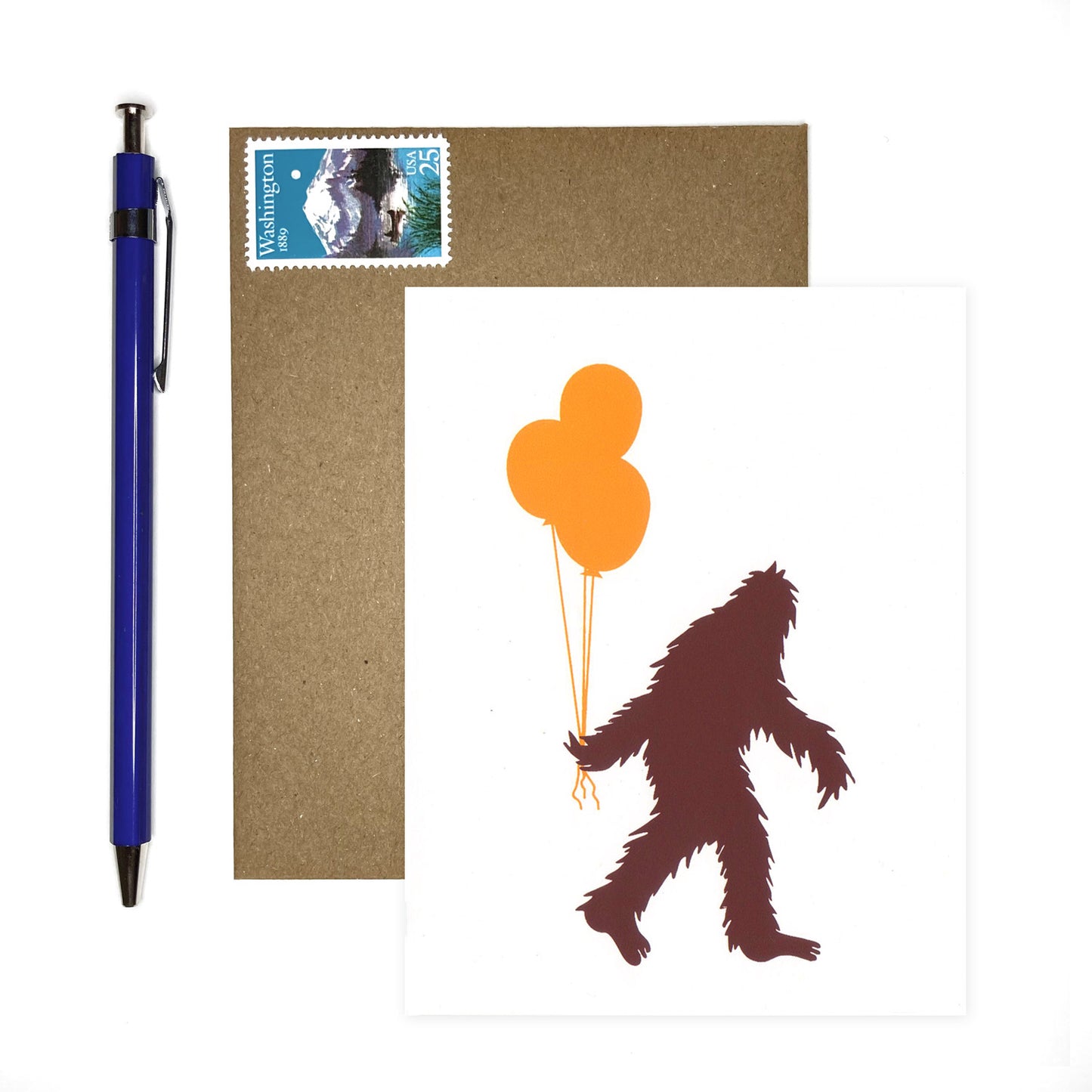 Sasquatch and Balloons -- Fun Birthday Card