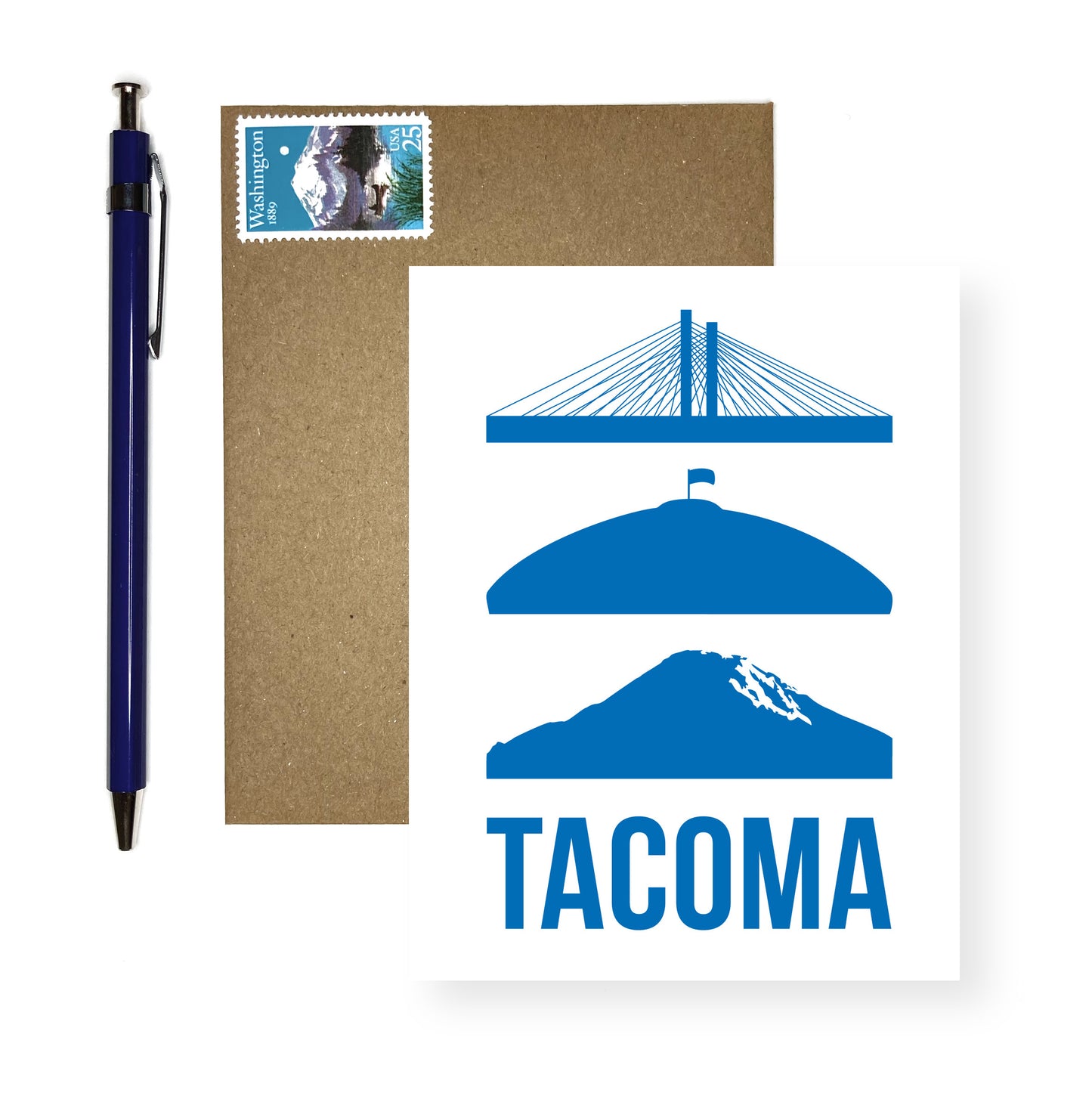 Tacoma Icons Card -- Tacoma Dome and Mount Rainier Card