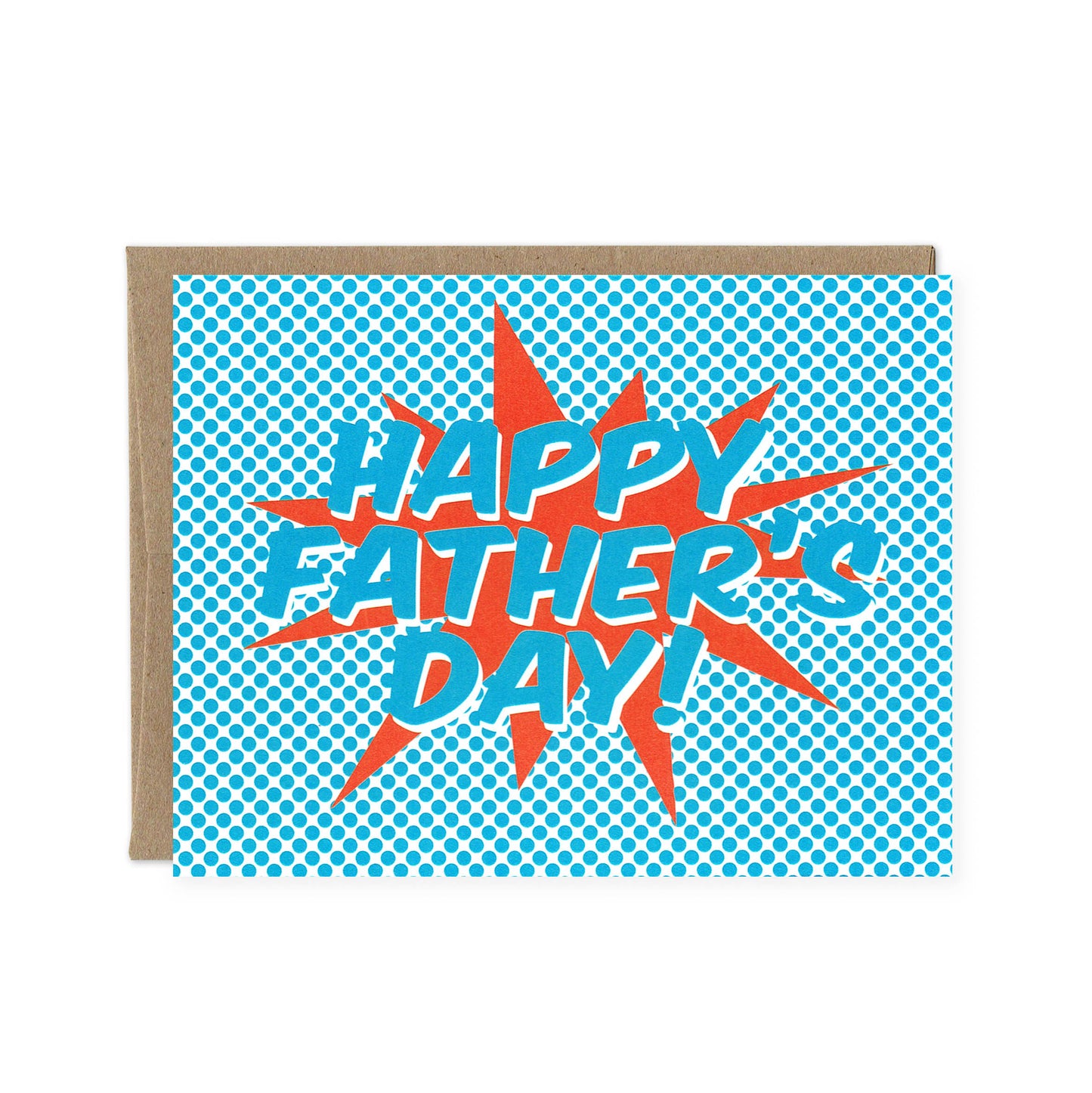 A pop art style card, featuring small blue dots and "Happy Father's Day!" text