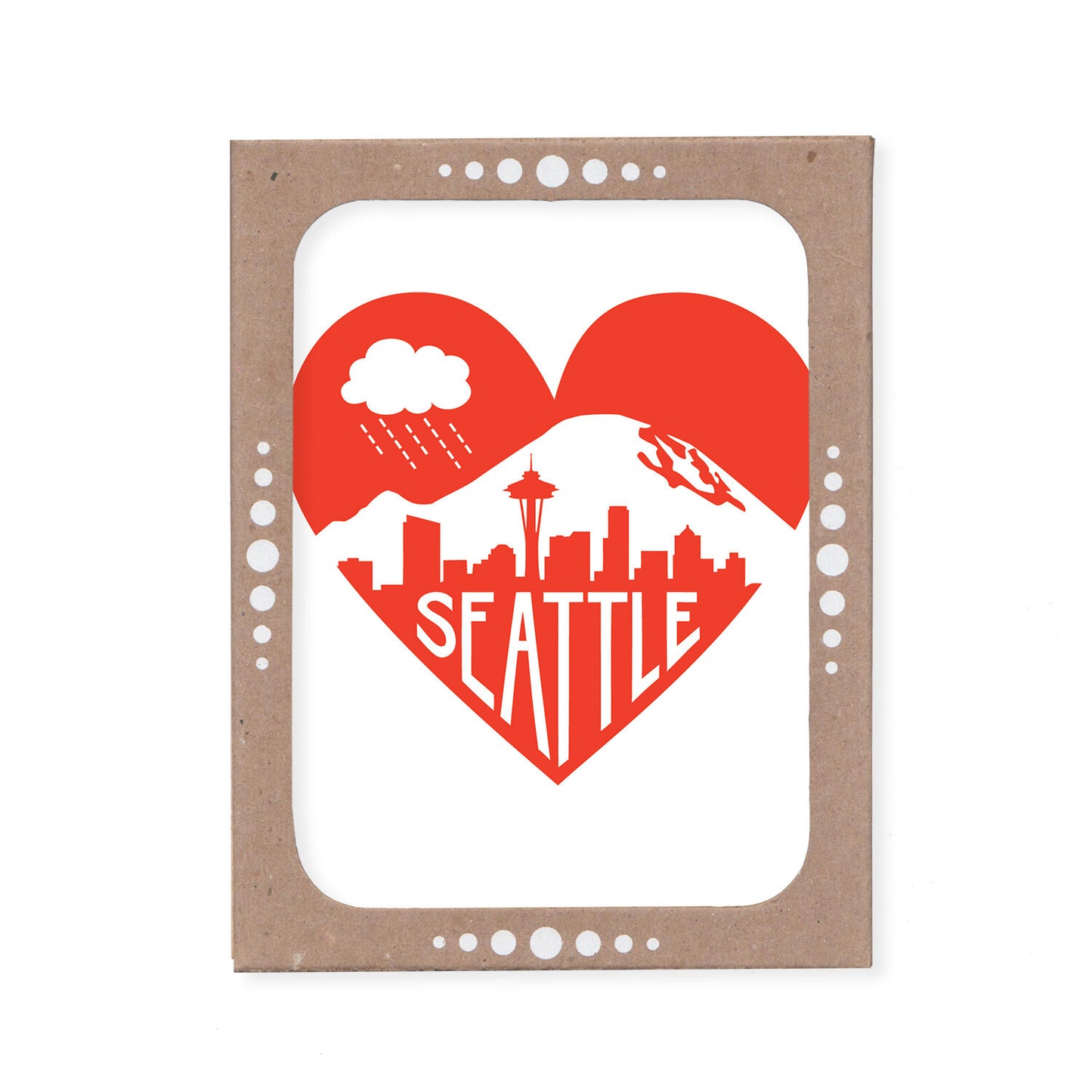 Seattle Heart Card -- Mount Rainier, Rain Cloud and Skyline