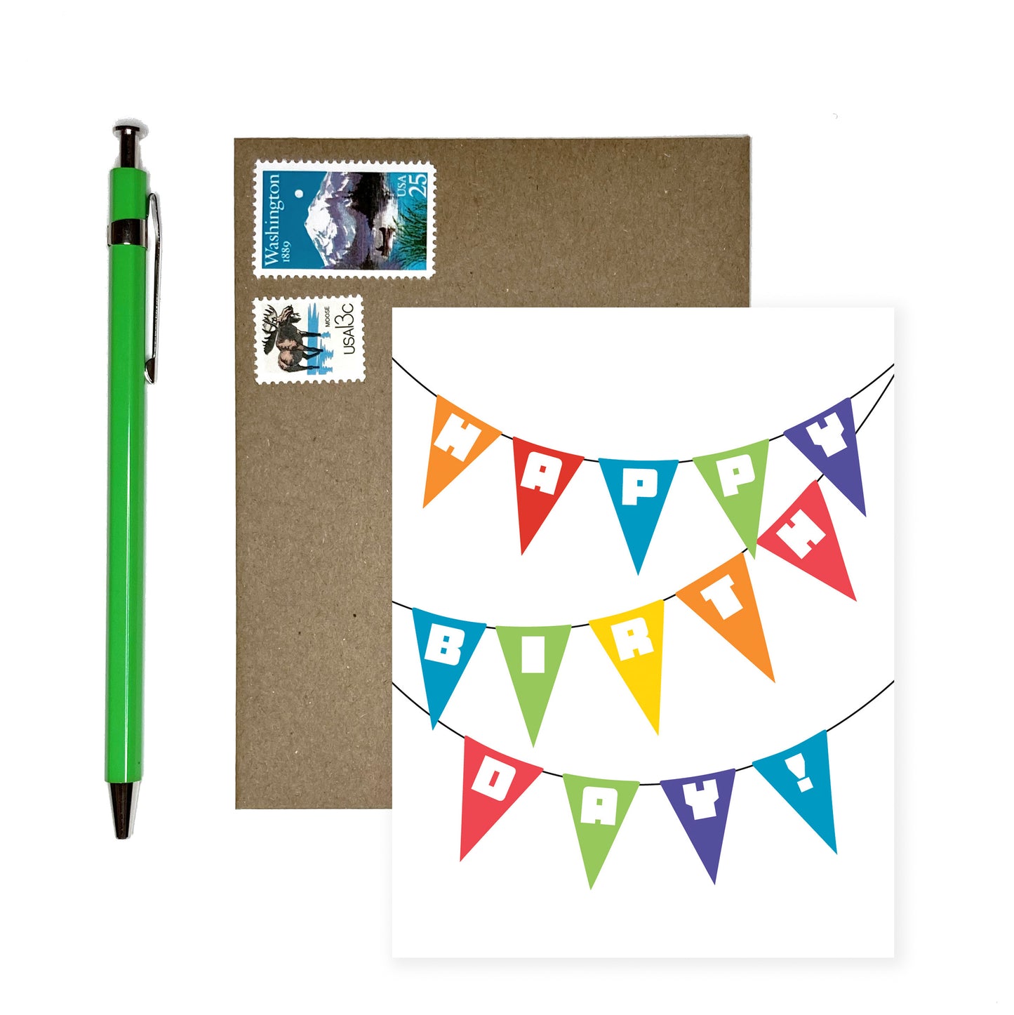 Colorful, Rainbow Banner Birthday Card