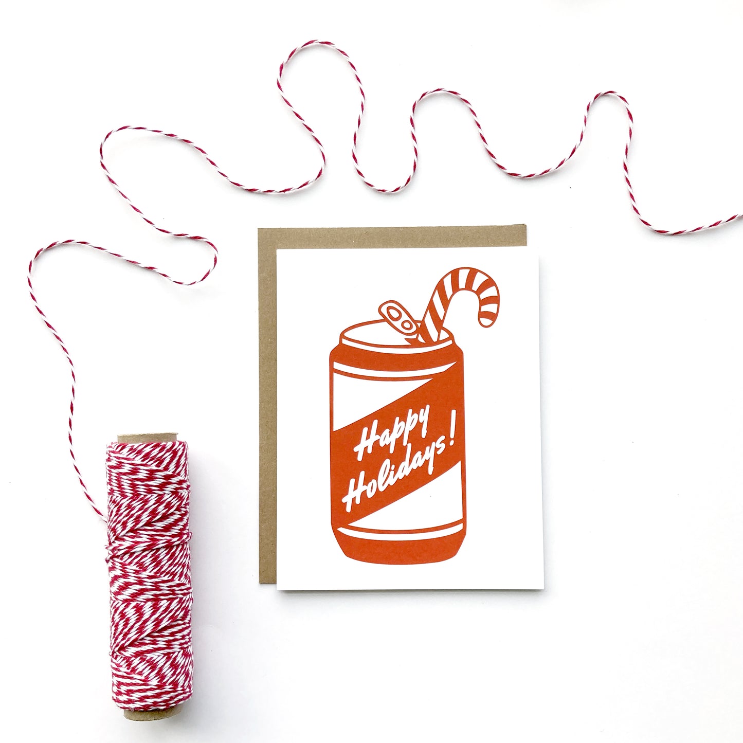 Beer Can and Candy Cane Holiday Card