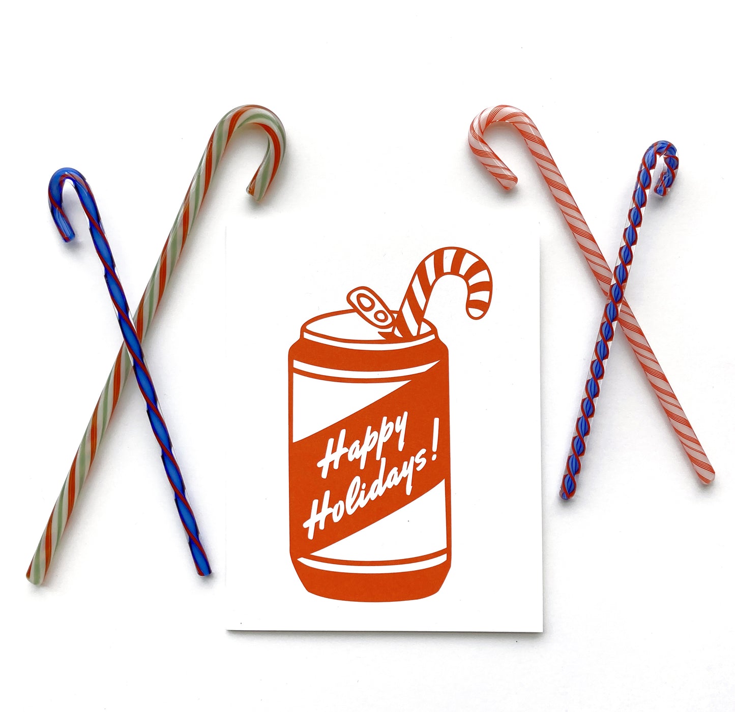 Beer Can and Candy Cane Holiday Card