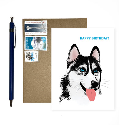 Husky Dog -- Happy Birthday Card