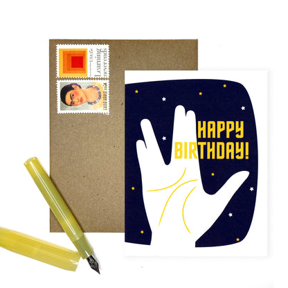 Live Long and Prosper -- Star Trek Inspired Screenprinted Birthday Card