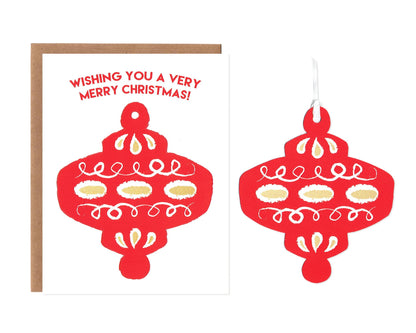 Retro Red Holiday Ornament Cards -- Boxed Set or Singles
