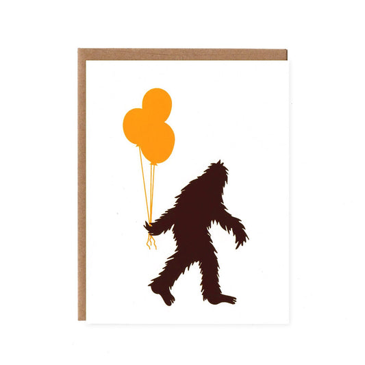 Sasquatch and Balloons -- Fun Birthday Card