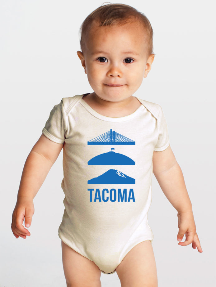Tacoma Icons -- Organic Cotton Gender Neutral Baby One-Piece