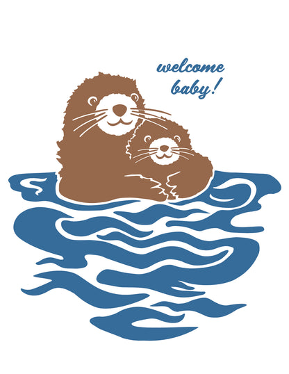 Welcome Baby Sea Otter Card