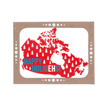 Set of six Happy Holidehs Canadian holiday greeting cards