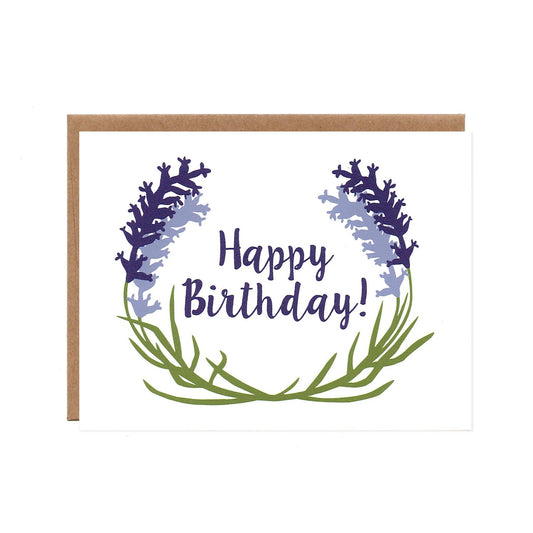 Product image for Lavender Birthday Day Card -- Floral, Screenprinted Card