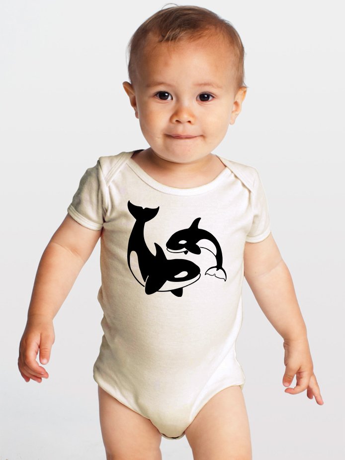 Product image for Orca Whales -- Gender Neutral Organic Cotton Baby One-Piece