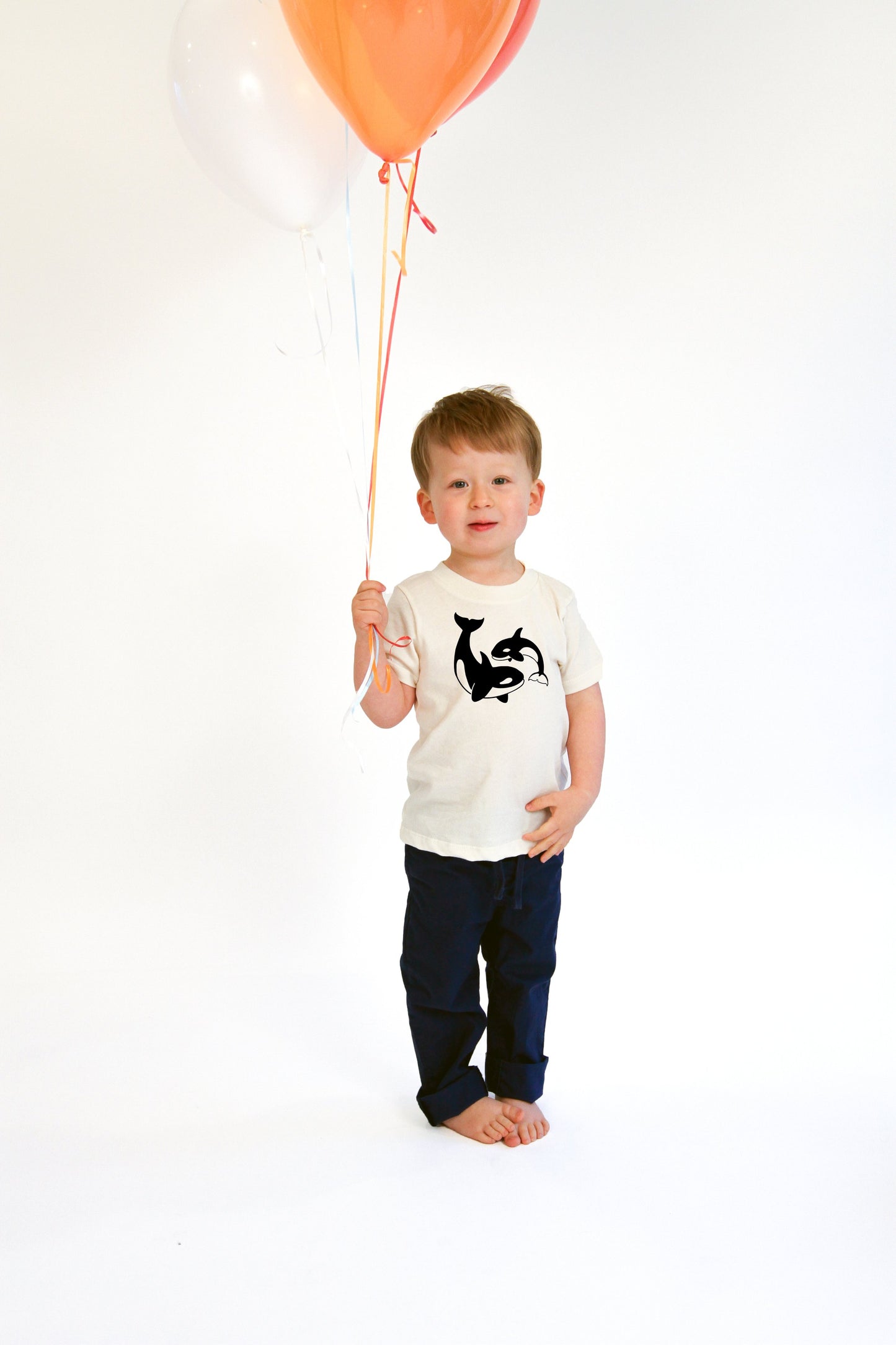 Product image for Orca Whales -- Screenprinted Organic Cotton Kids Tee-Shirt