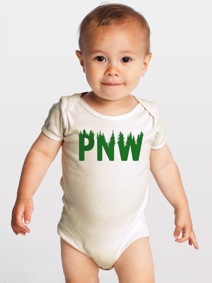 Product image for PNW Trees-- Gender Neutral Organic Cotton Baby One-Piece