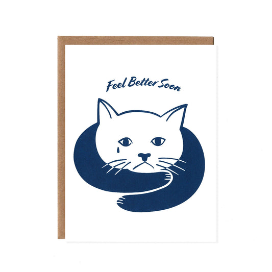 Product image for Sad Cat -- Screenprinted Feel Better Soon Card