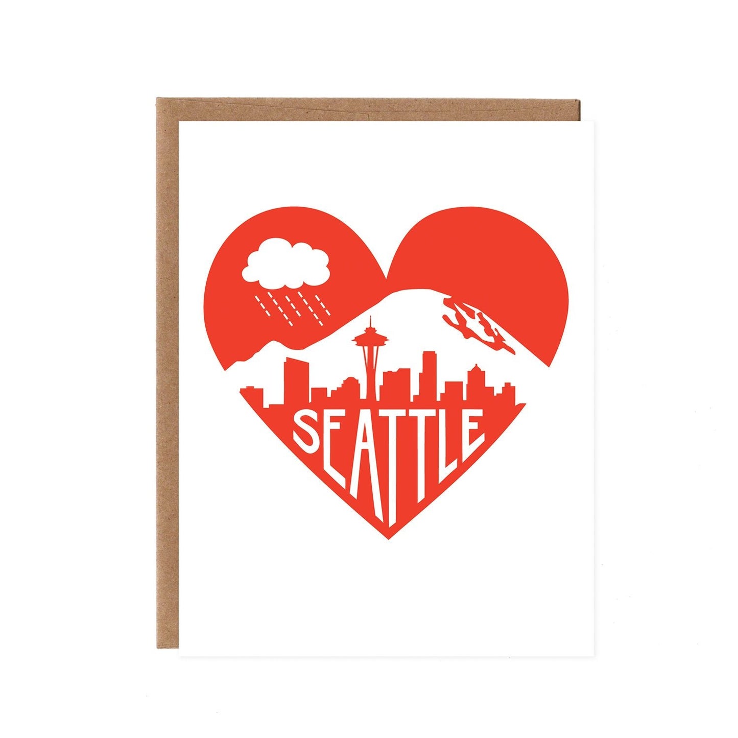 Product image for Seattle Heart Card -- Mount Rainier, Rain Cloud and Skyline