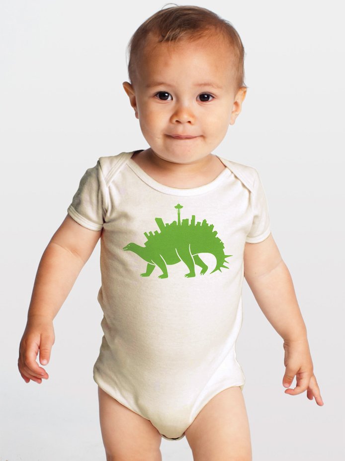 Product image for Seattlesaurus -- Screenprinted Organic Baby One-Piece