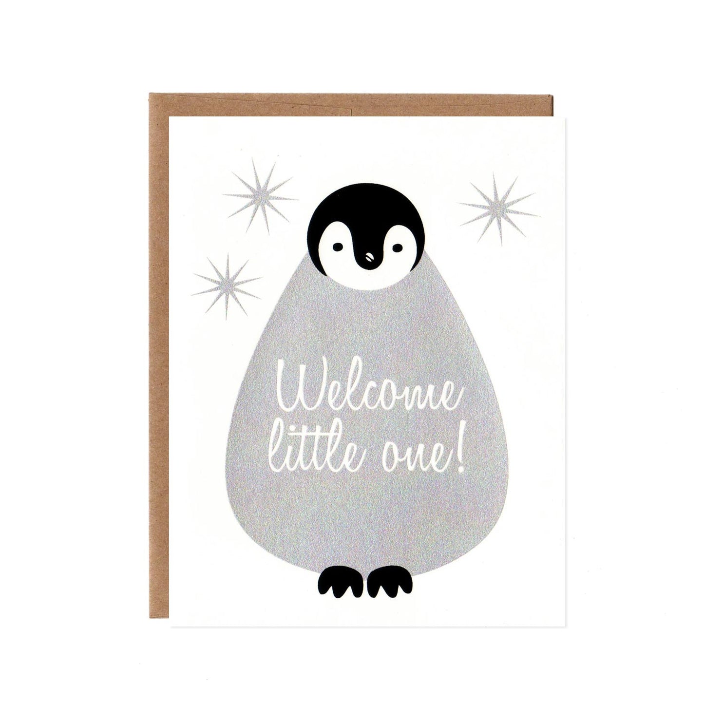 Product image for Welcome Little One -- Baby Penguin New Baby Screenprinted Card
