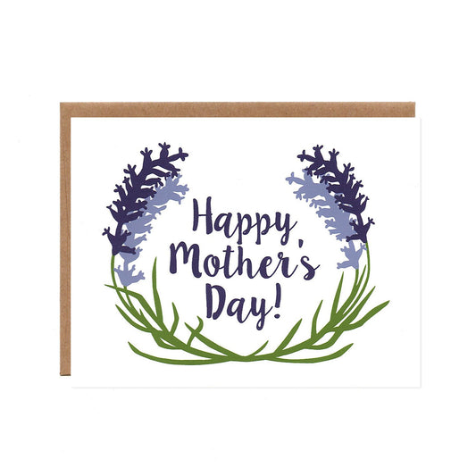 Product image for Lavender Mother's Day Card -- Floral, Screenprinted Card for Mom