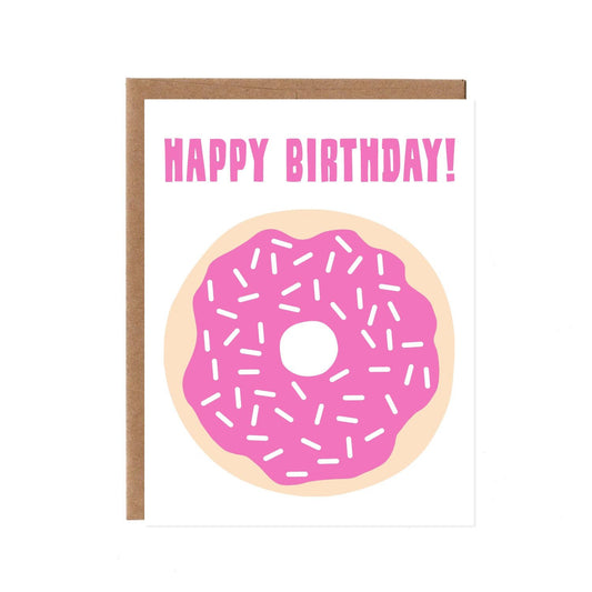 Product image for Happy Birthday Donut -- NEON Screenprinted Card