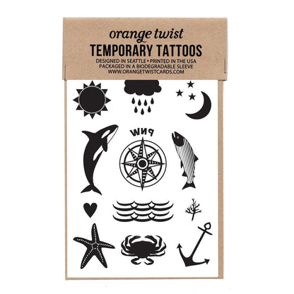 Product image for a set of Pacific Northwest temporary tattoos